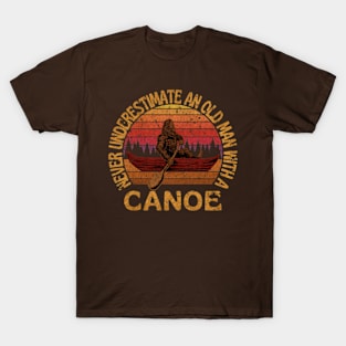 Bigfoot, Never Underestimate An Old Man With A Canoe - VINTAGE T-Shirt